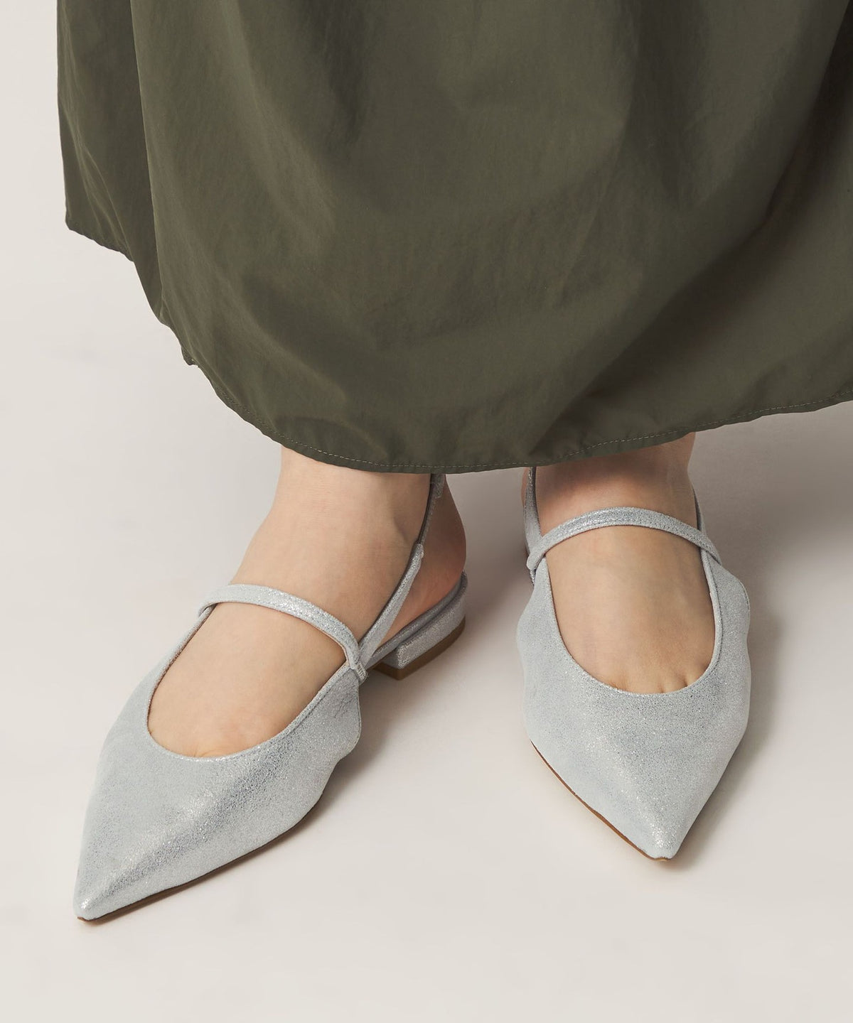Pointed Narrow Strap Back Belt Flats 20↑