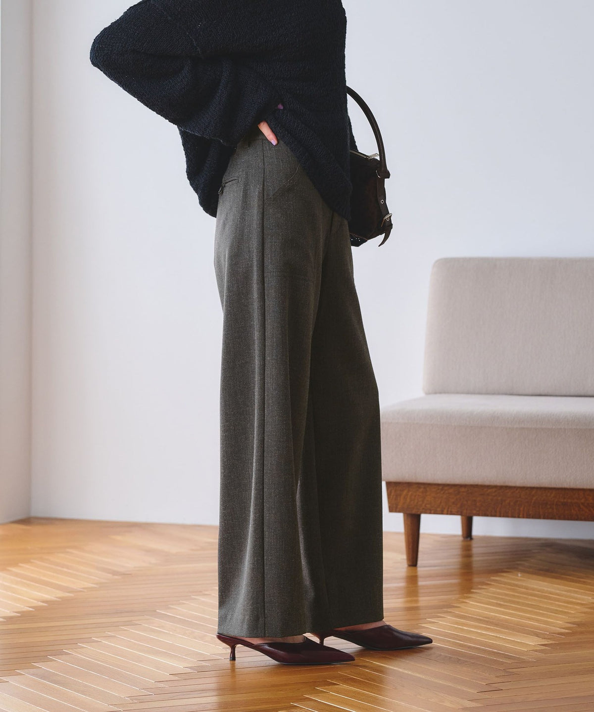 【网络限定 Wardrobe DAILY MINIMAL】混色缝线阔腿裤 可水洗