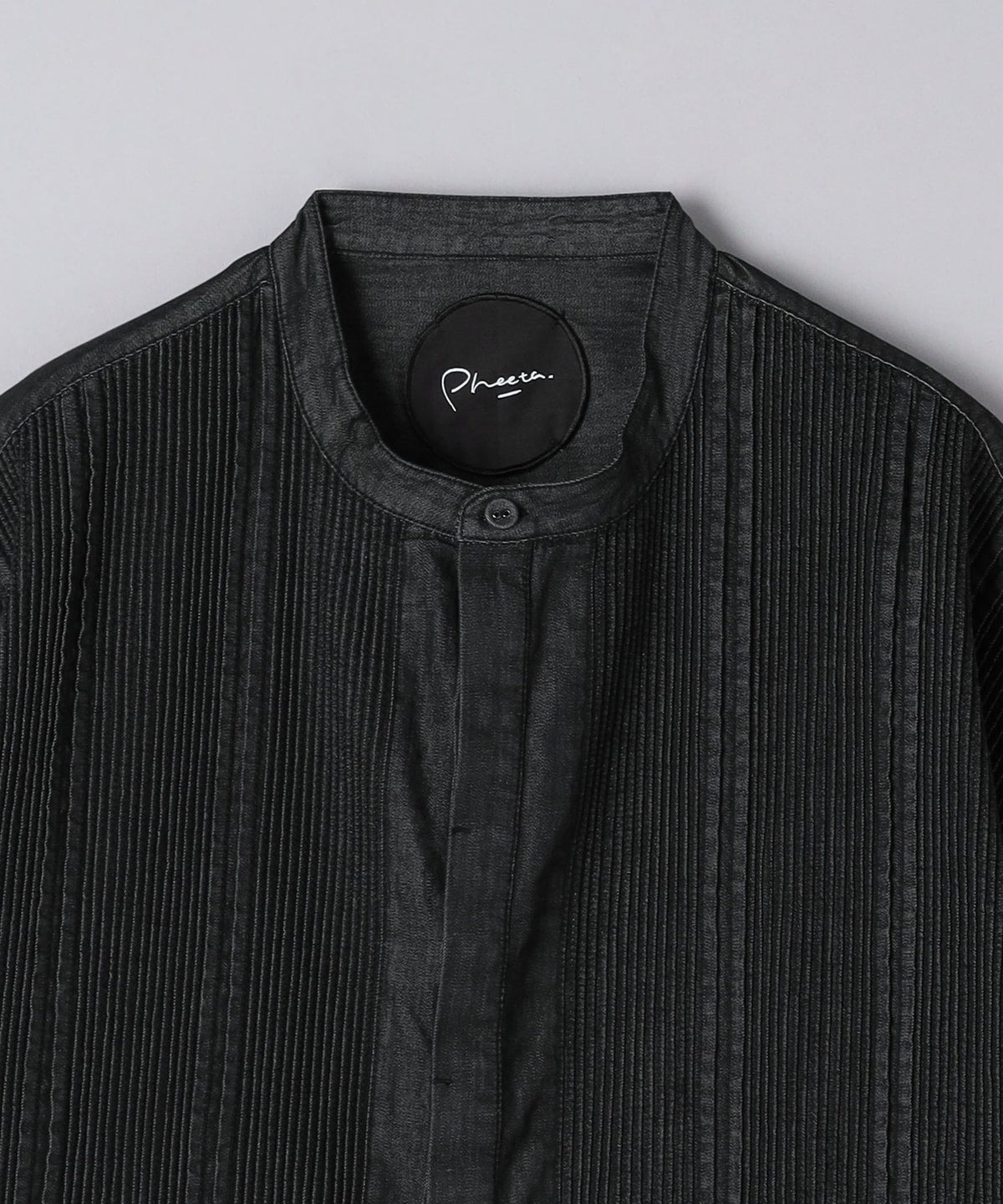Exclusive <Pheeta> Trinity Short-Sleeve Black Denim Shirt Men's / 013-UAMens2B