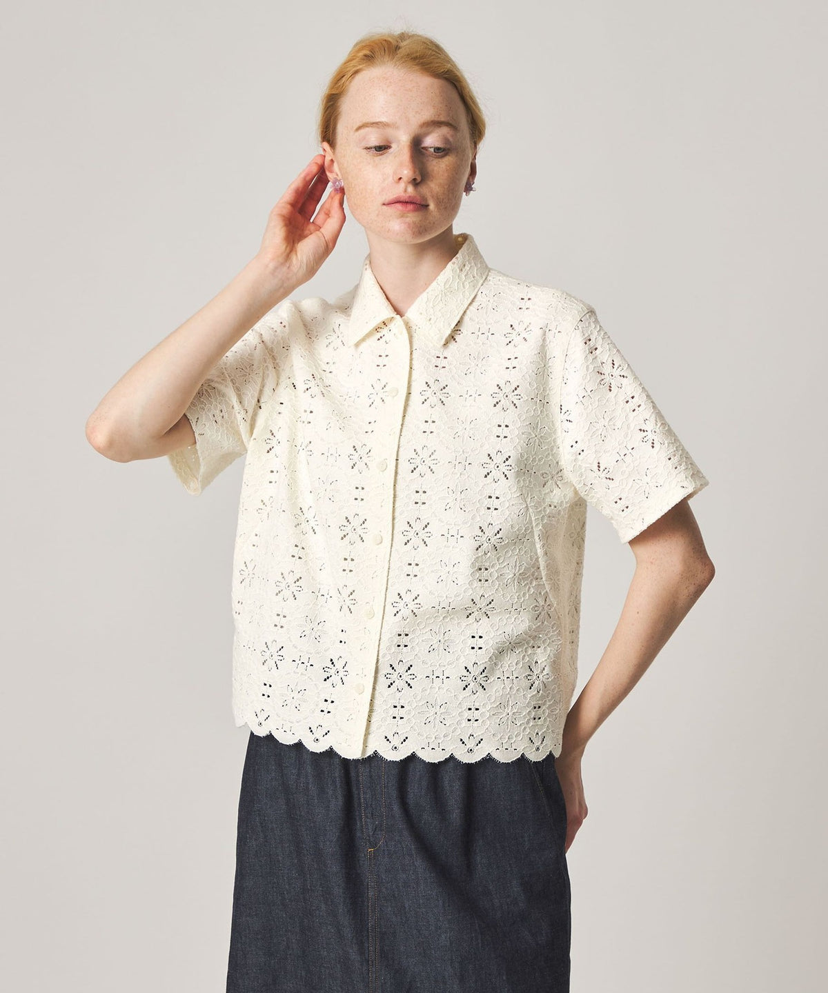 <Steven Alan> Lace Short Sleeve Shirt