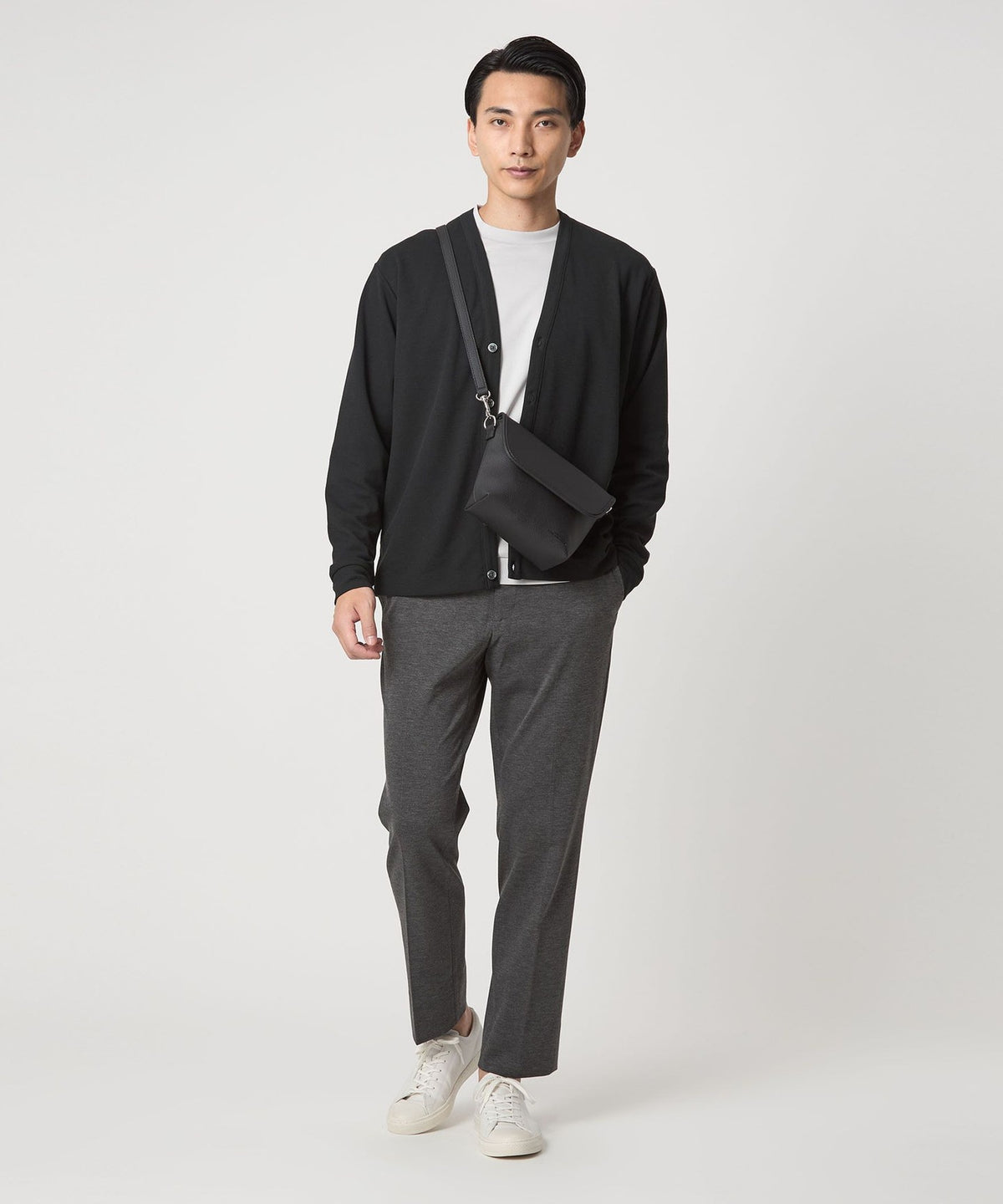 シボ レザーライク フラップ ショルダーバッグ