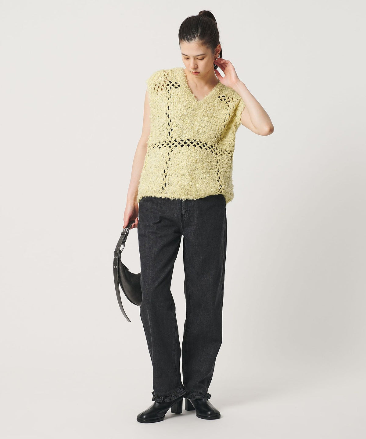 Patchwork V-Neck Knit Vest