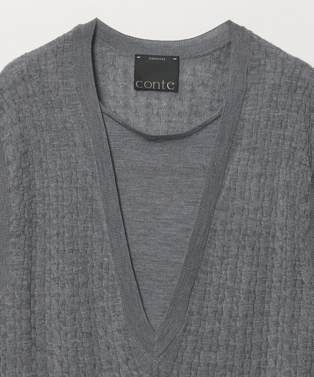 ＜conte＞绞花叠穿针织马甲