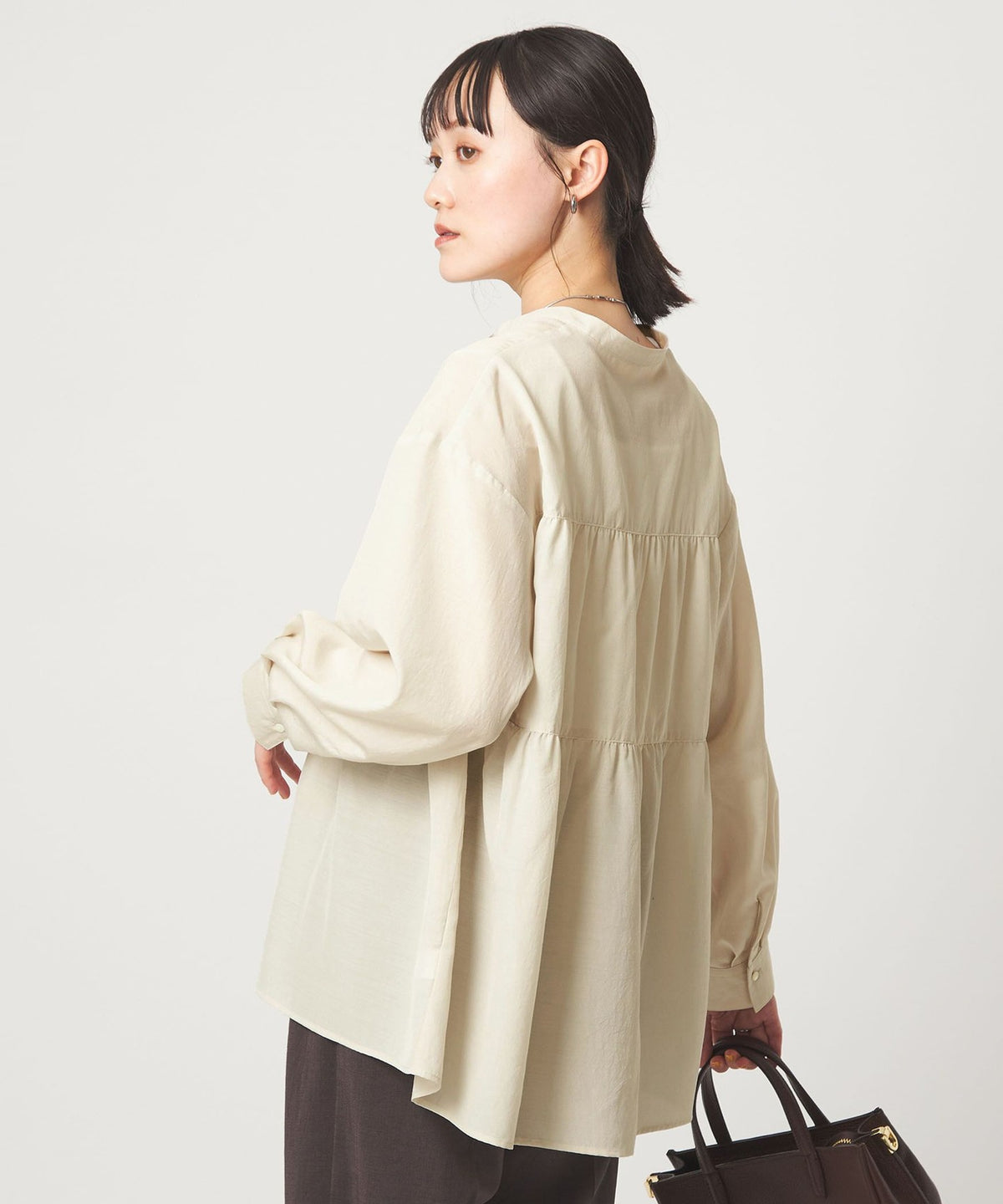 Voluminous Gathered Haori Blouse - UV Protection & Cool Touch