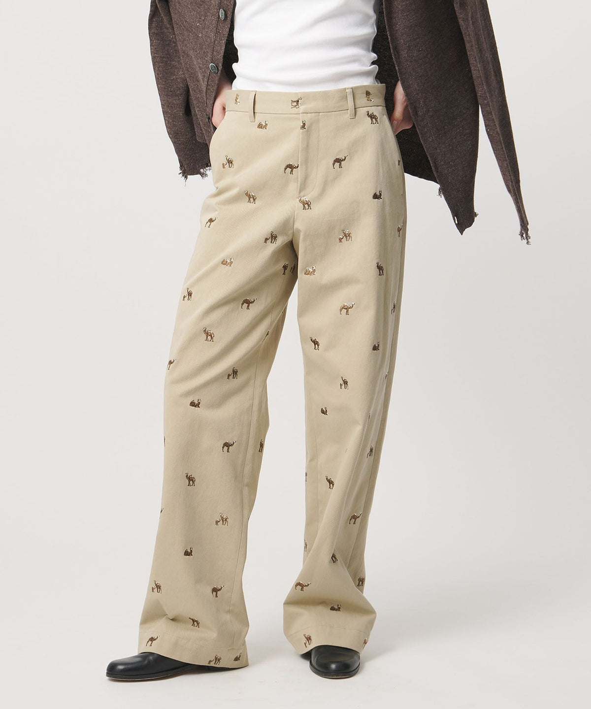 ＜LOEFF＞駱駝刺繡斜紋棉褲