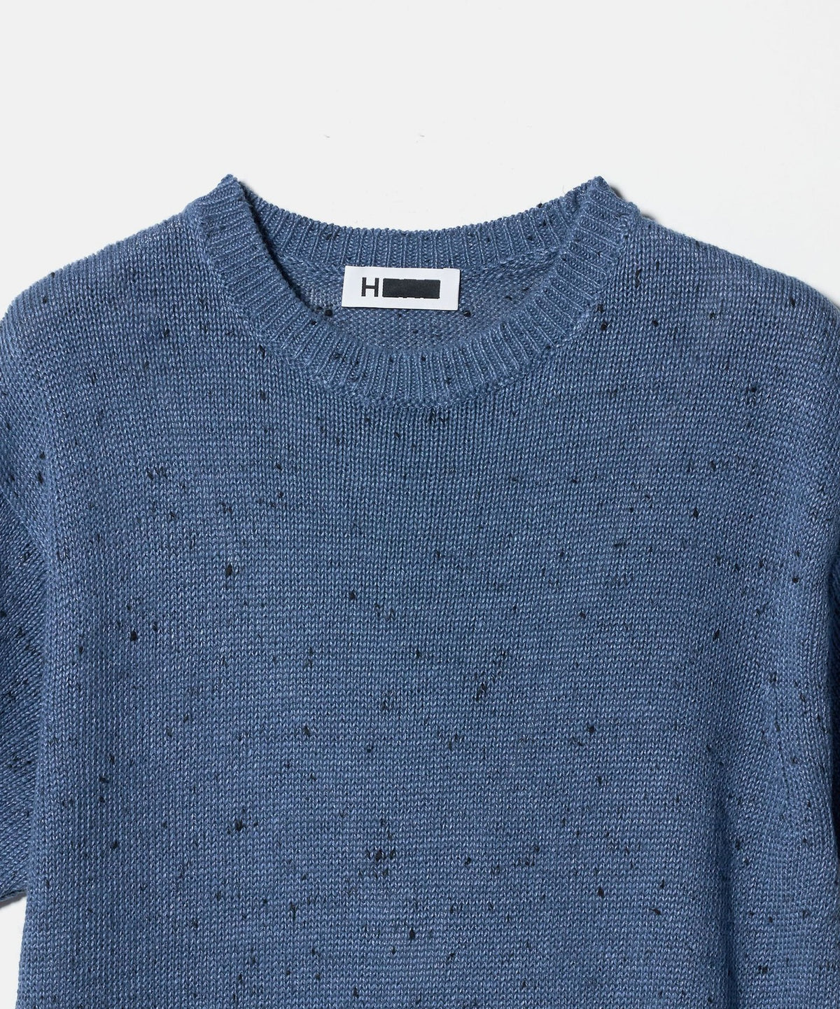 ＜H＞ Black Nep Flax Crew Neck Short Sleeve