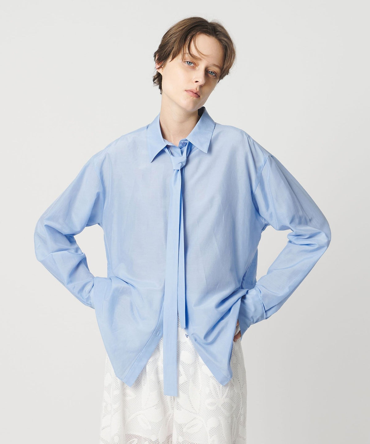 <AEWEN MATOPH> Baumwoll-Seide Bow-Tie-Hemd - Waschbar -
