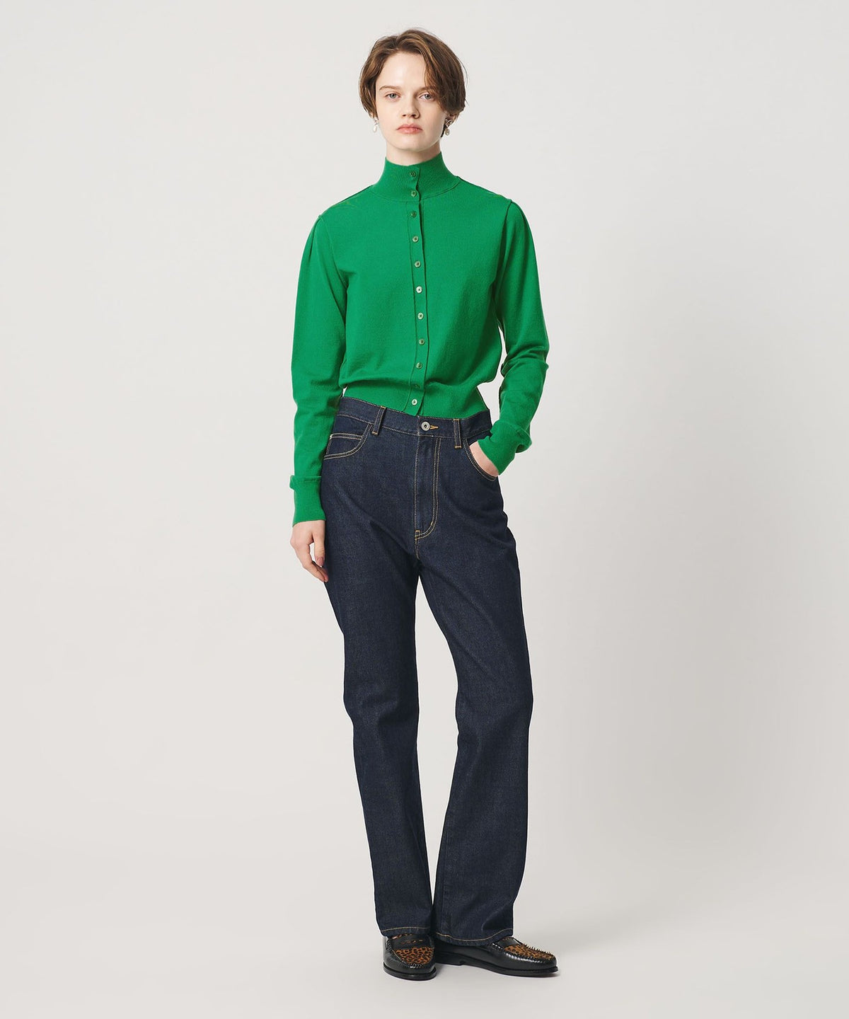 ＜H＞ Cardigan col montant