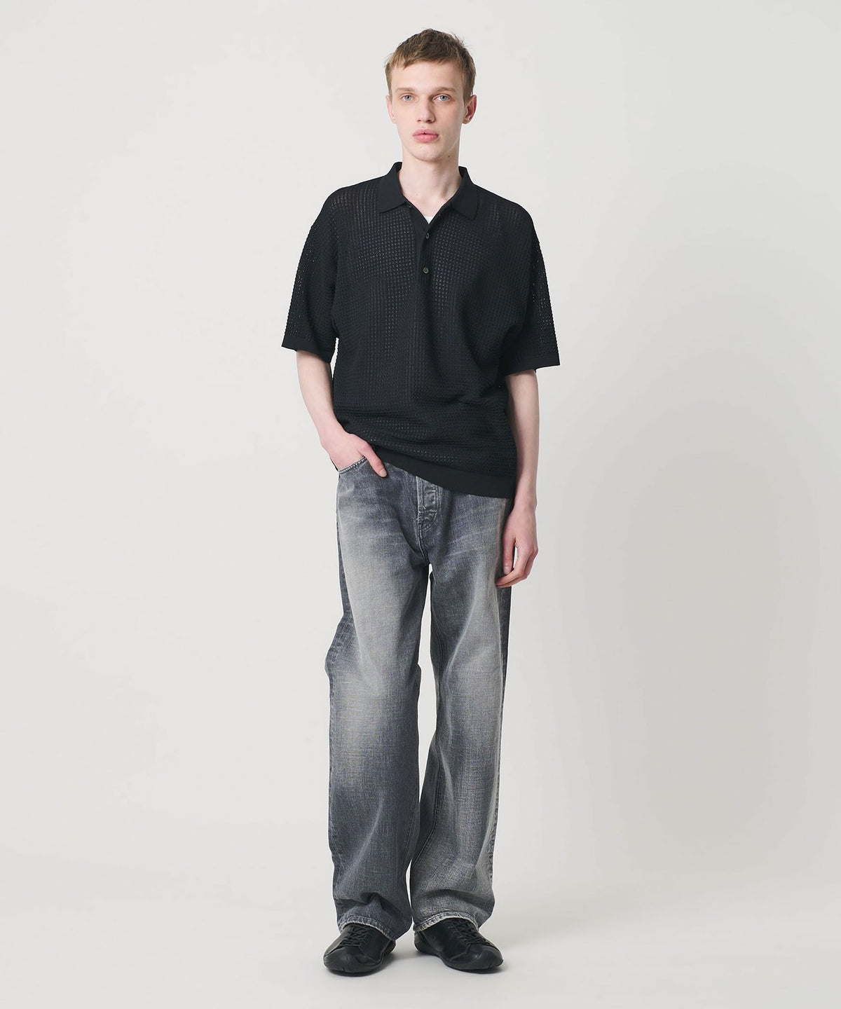 Sheer Knit Polo Shirt