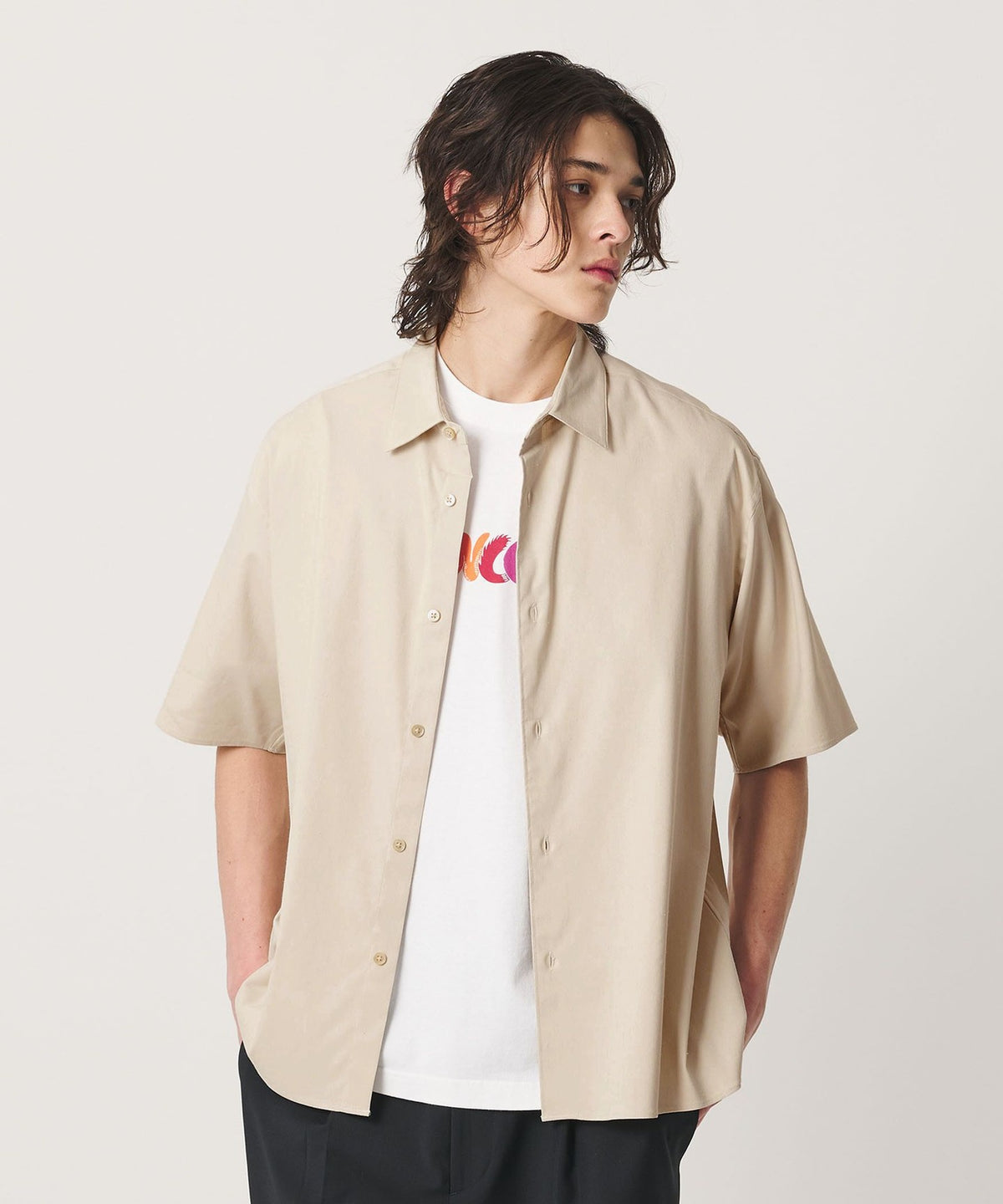 Camisa de Lino Tumbled de Bajo Cuadrado, Silueta GRANDE