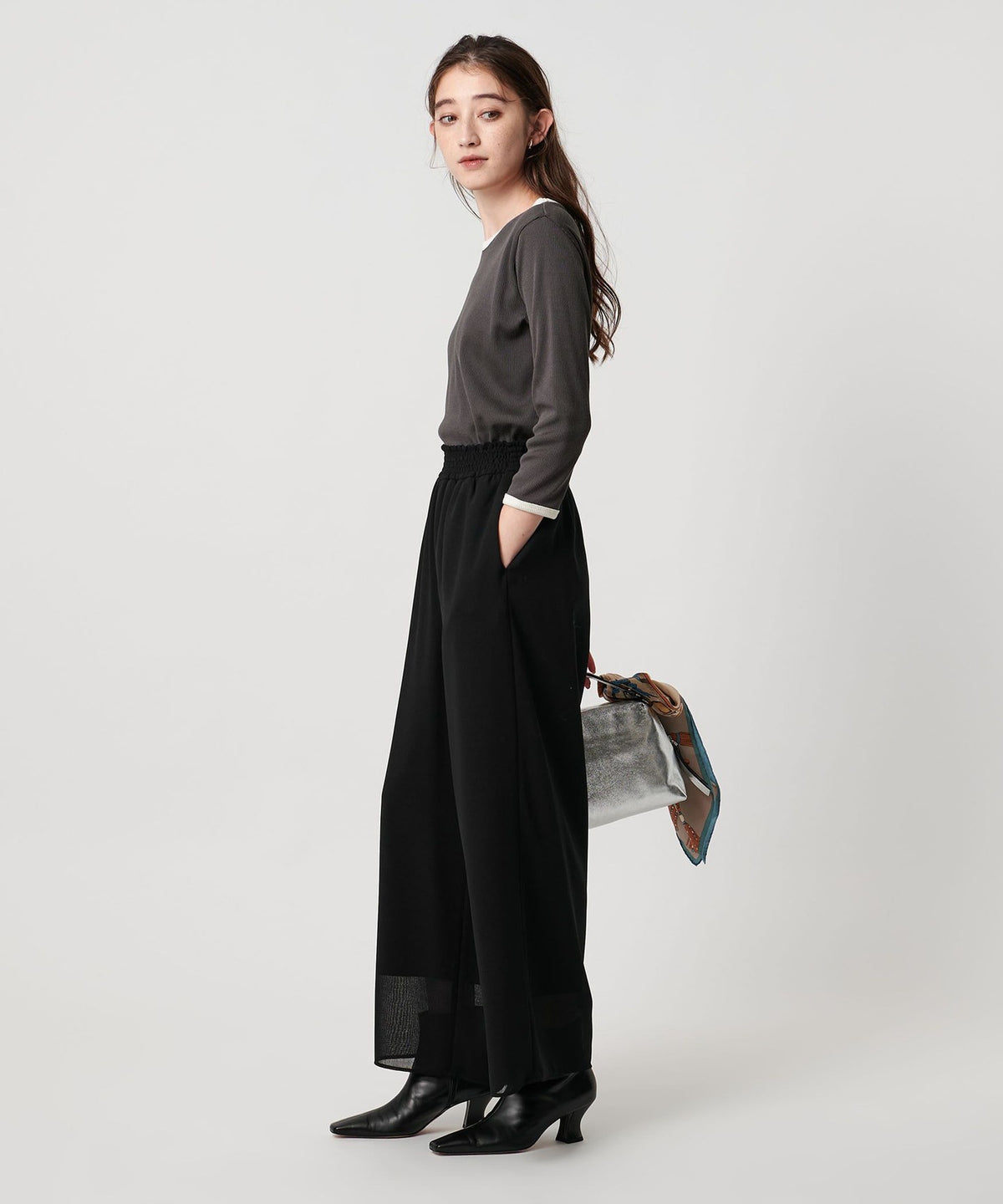 斜纹布阔腿裤 ‐可水洗‐
