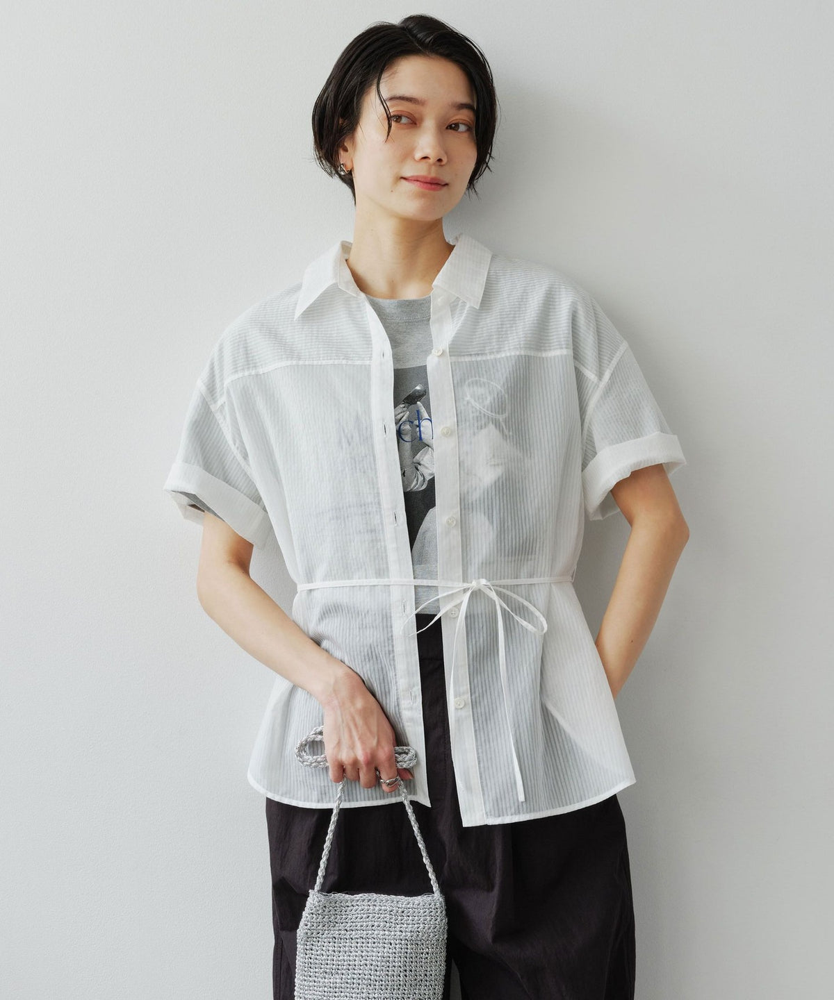 [Available in SHORT Size] Ribbon High-Waist Shirt