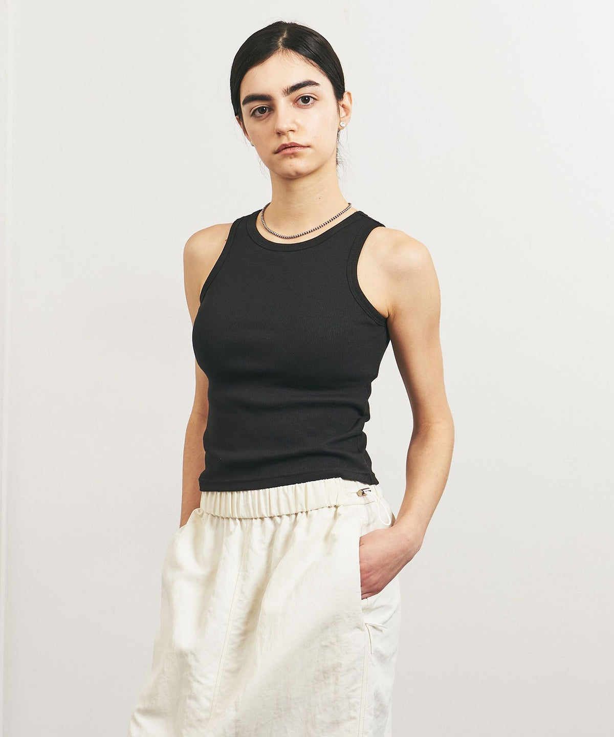 ＜TO UNITED ARROWS＞C/PLA 罗纹 坦克带胸垫背心