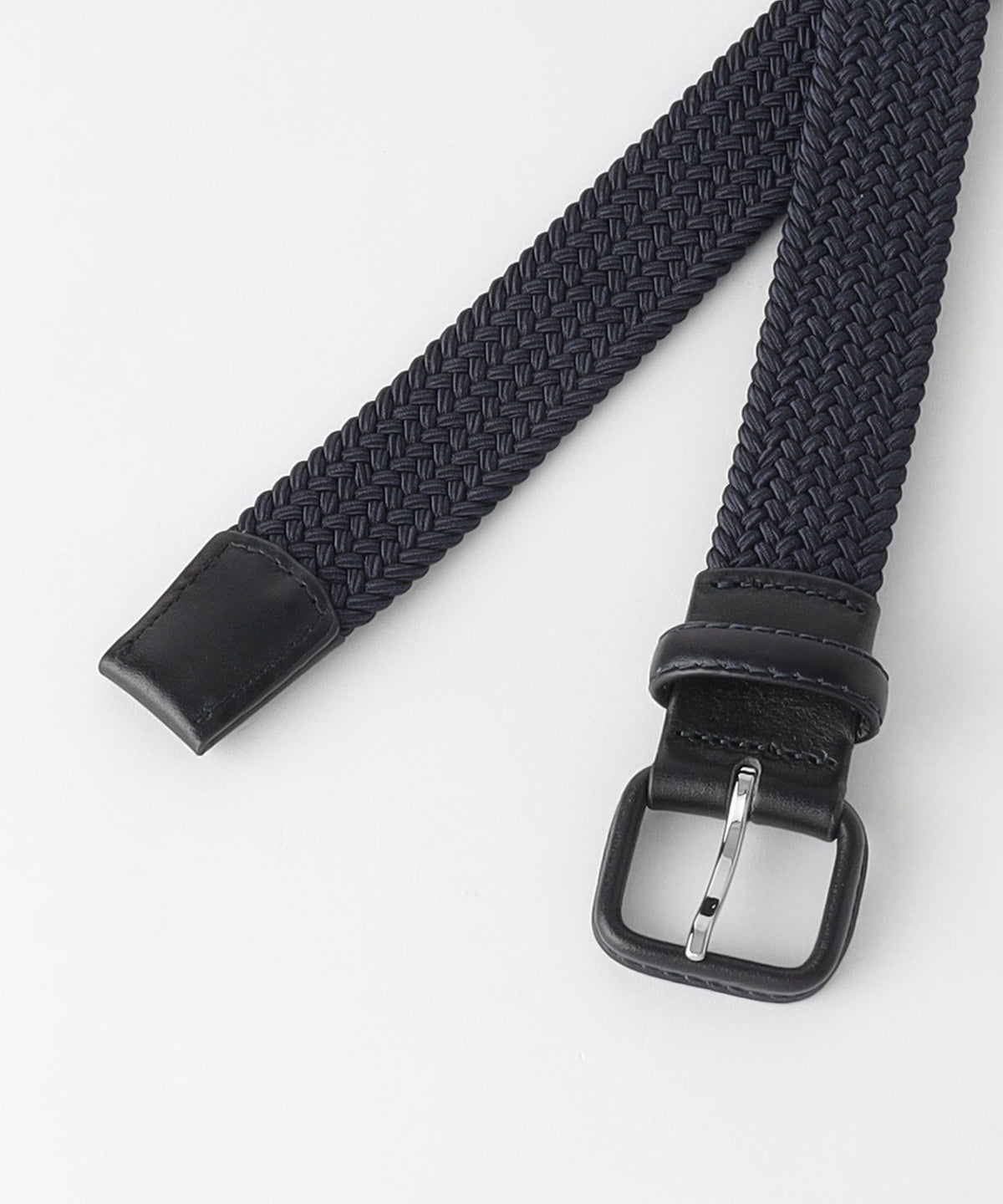 Ceinture tressée élastique à boucle en cuir
