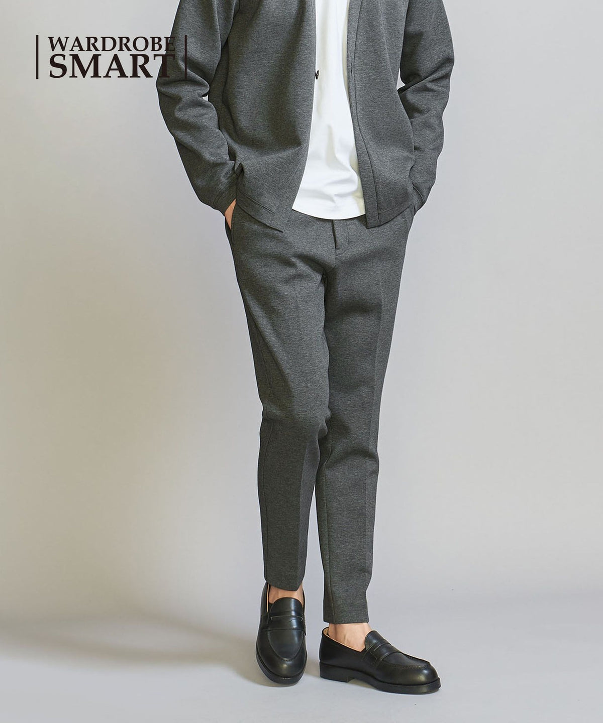 [WEB Exclusive WARDROBE SMART] Double Knit No-Pleat Slacks Pants / Set-up Compatible [Anti-bacterial & Odor-resistant]