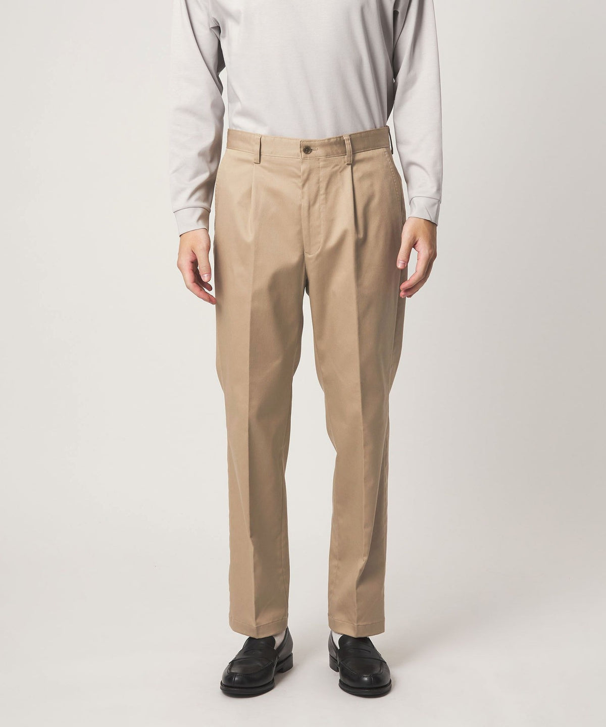 Cotton Polyurethane 1-Pleat Chino Trousers