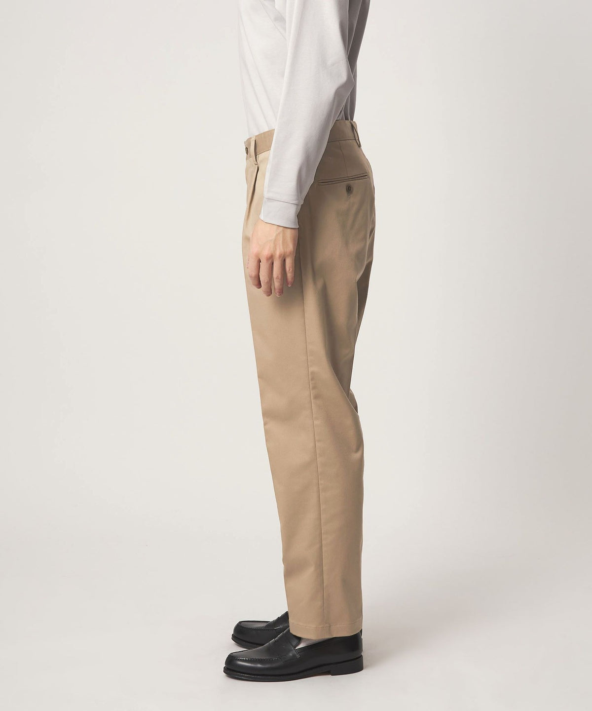 Cotton Polyurethane 1-Pleat Chino Trousers
