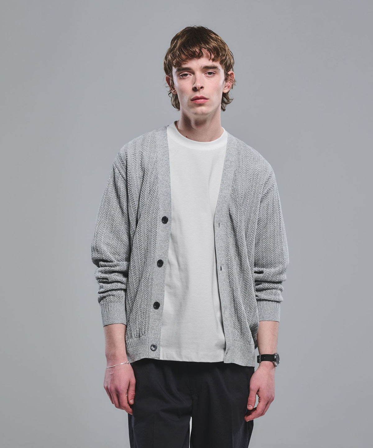Mix Melange Mesh Cardigan
