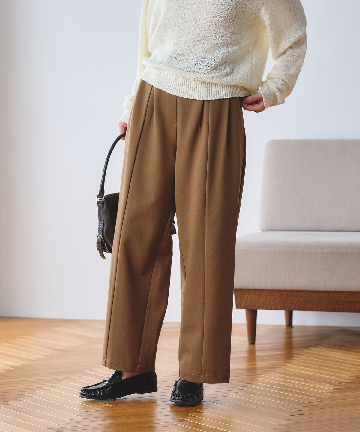 【线上限定 Wardrobe DAILY MINIMAL】针织打褶弧形裤 可水洗