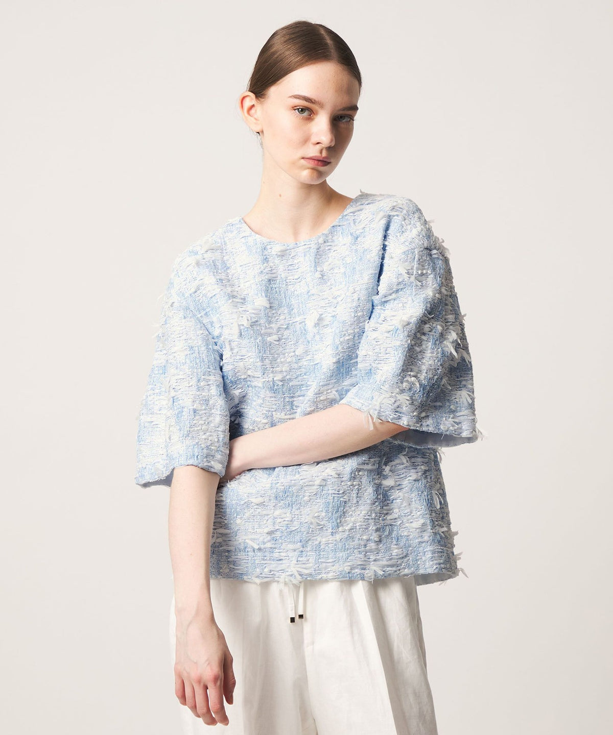SUMMER Crew Neck Tweed Blouse