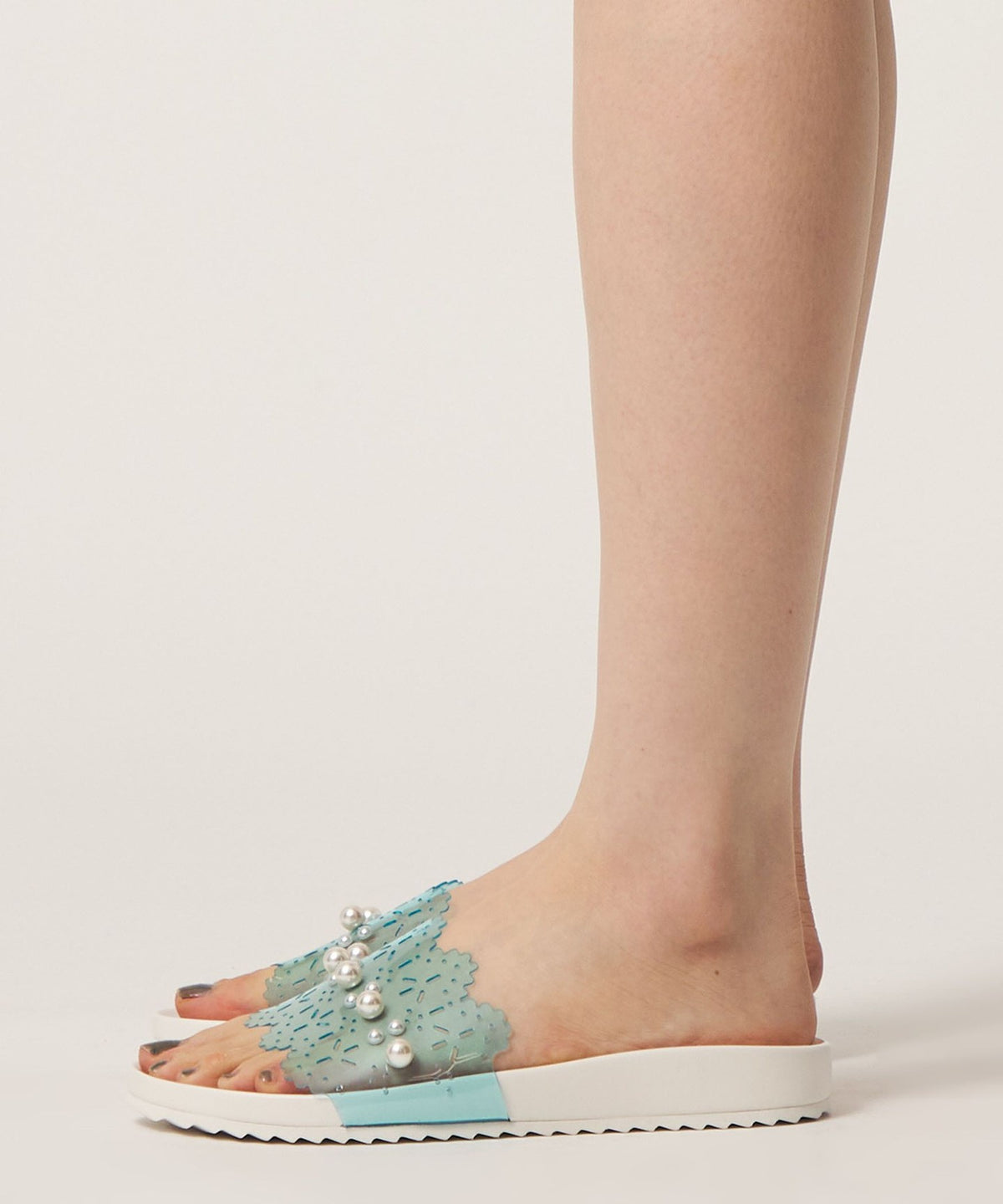 <SY> Lace-Like Slide Sandals 10↑
