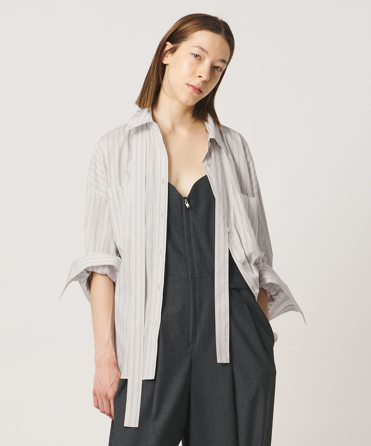 <AEWEN MATOPH> Stripe Bow Tie Pocket Shirt