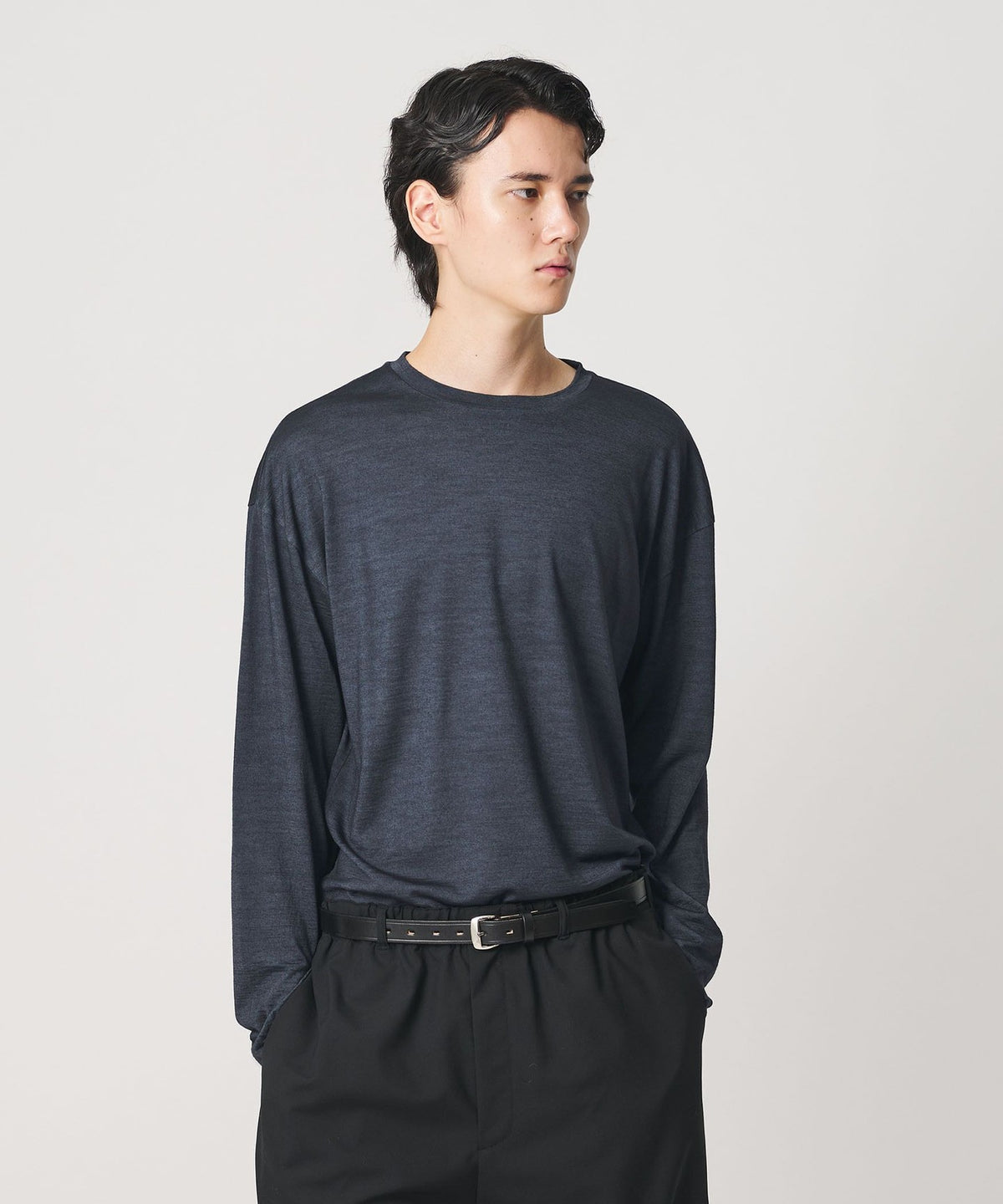 ＜H＞スノー ウォッシュ ウール クルーネック ロングスリーブ