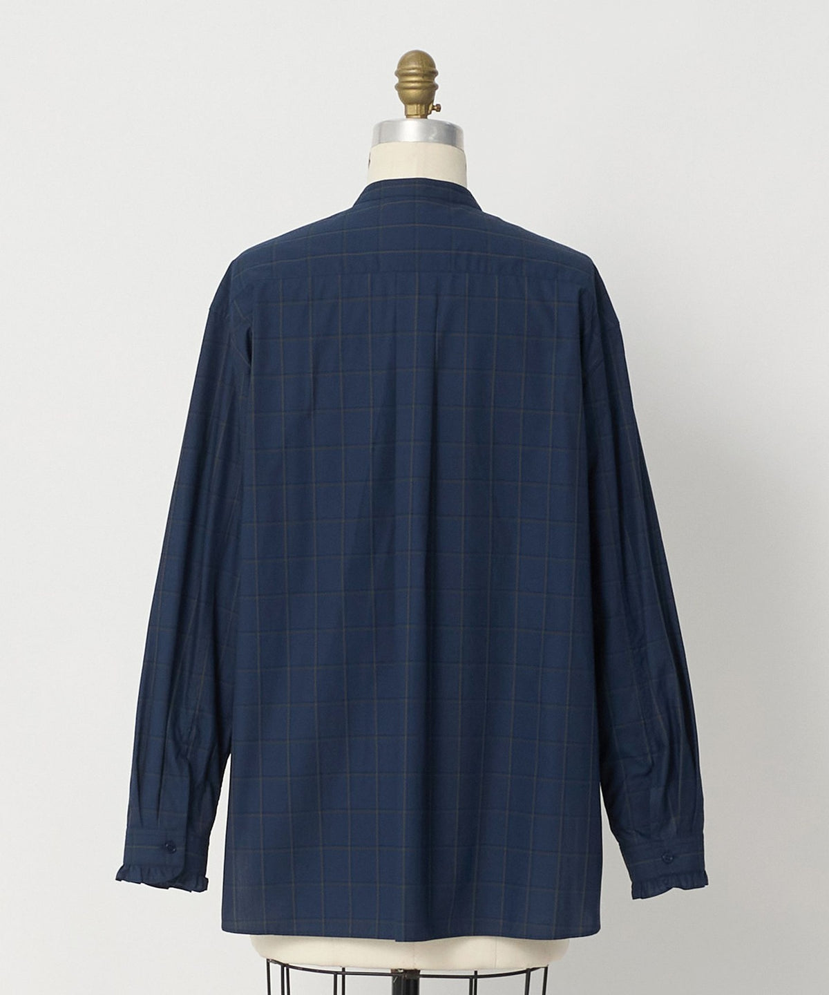 PRE Pintuck Bib Frill Check Shirt