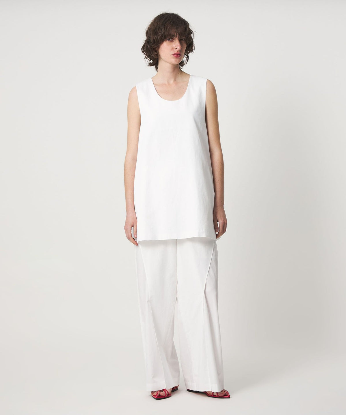<6(ROKU)> Cotton Satin Ruffle Easy Pants