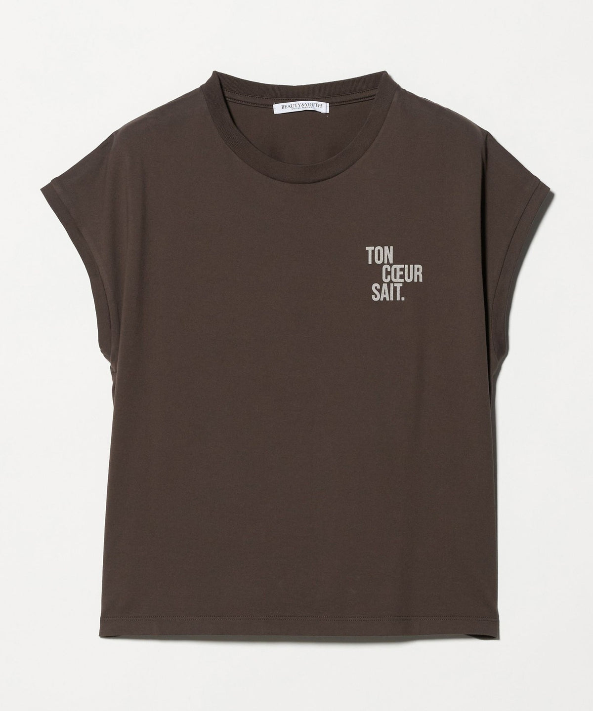 Camiseta de manga francesa de algodón con logo estampado