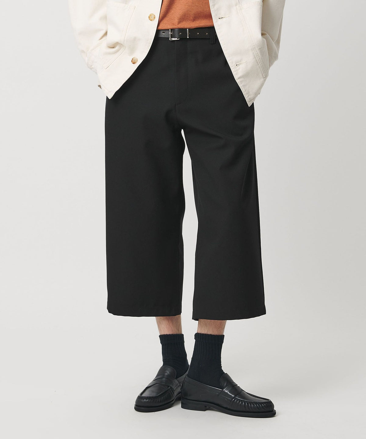 <H> High-Twist Gabardine Straight Ankle-Length Pants