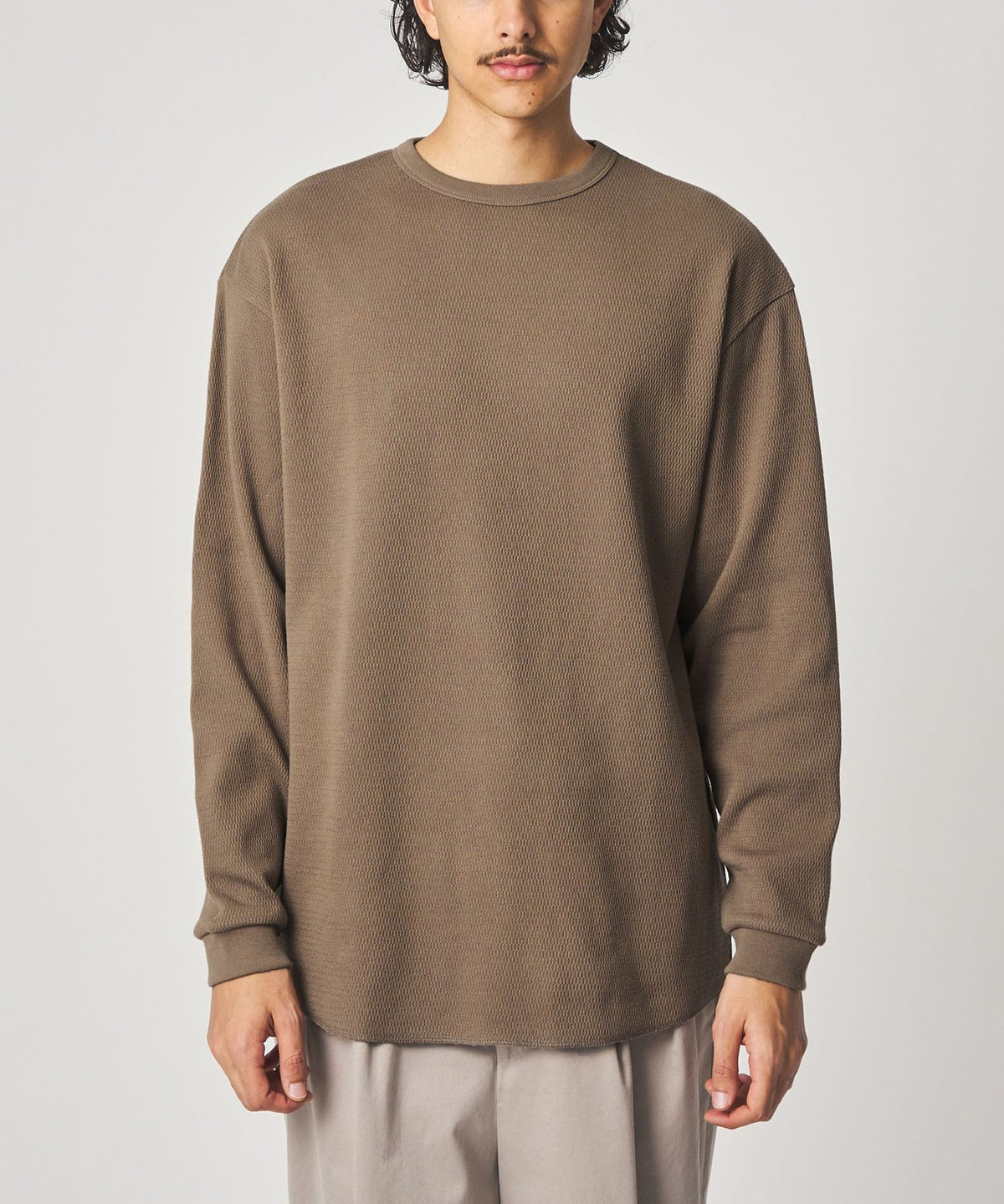 <Steven Alan> Ladder Thermal Crew Neck Cut-and-Sew Top NARROW