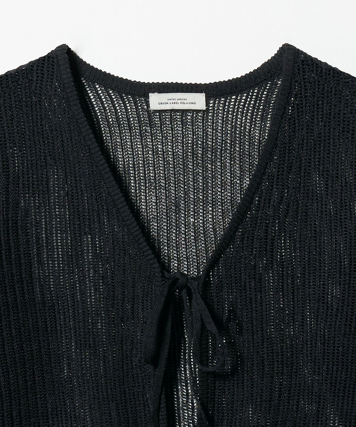 Mesh-Schleifen-V-Ausschnitt-Cardigan