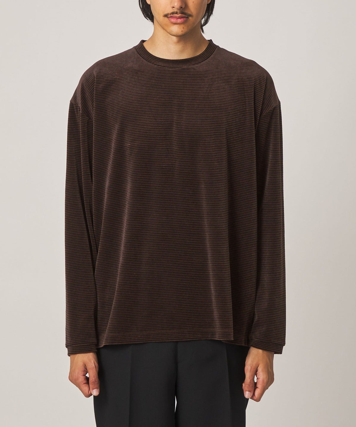 ＜Steven Alan＞ 天鹅绒 条纹 圆领 T恤