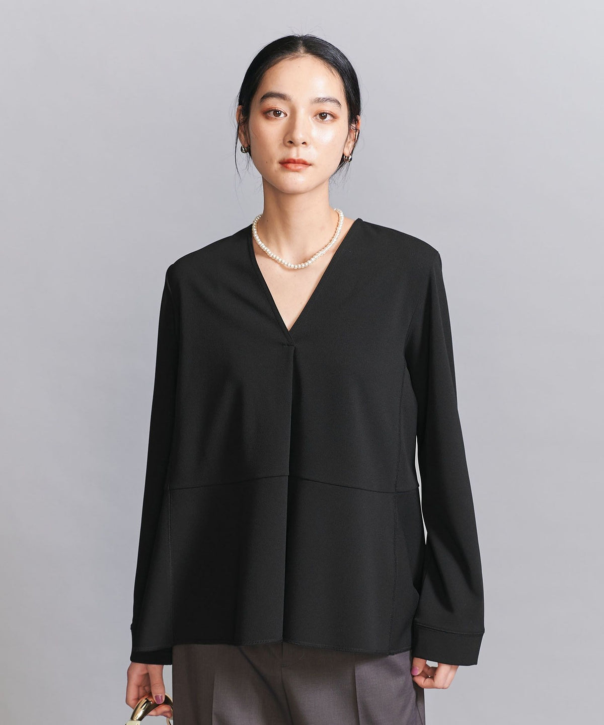 【Exclusivité Web Wardrobe DAILY MINIMAL】Top péplum en jersey à col V