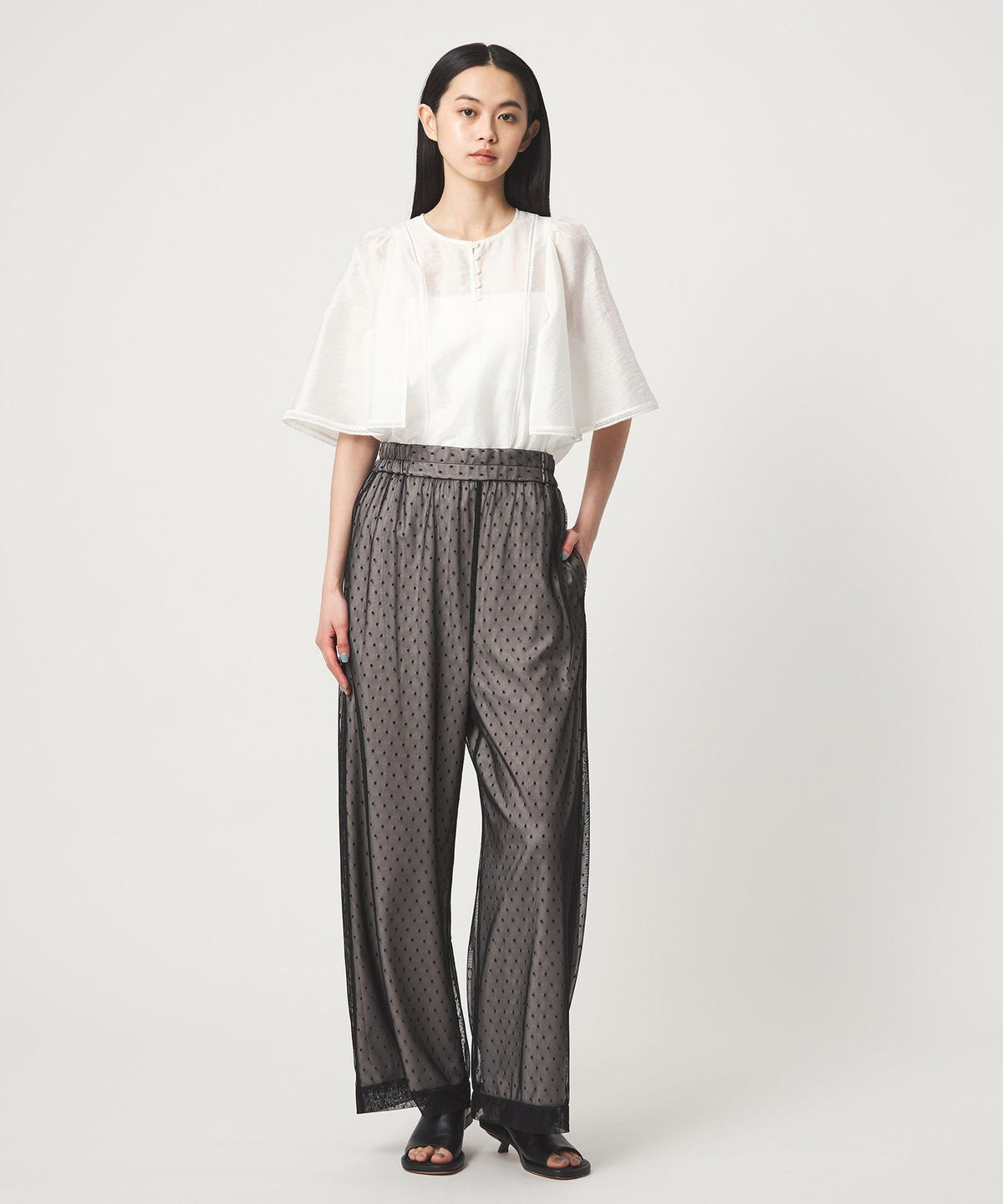 <EMMEL REFINES> EM Dotted Tulle Layered Pants