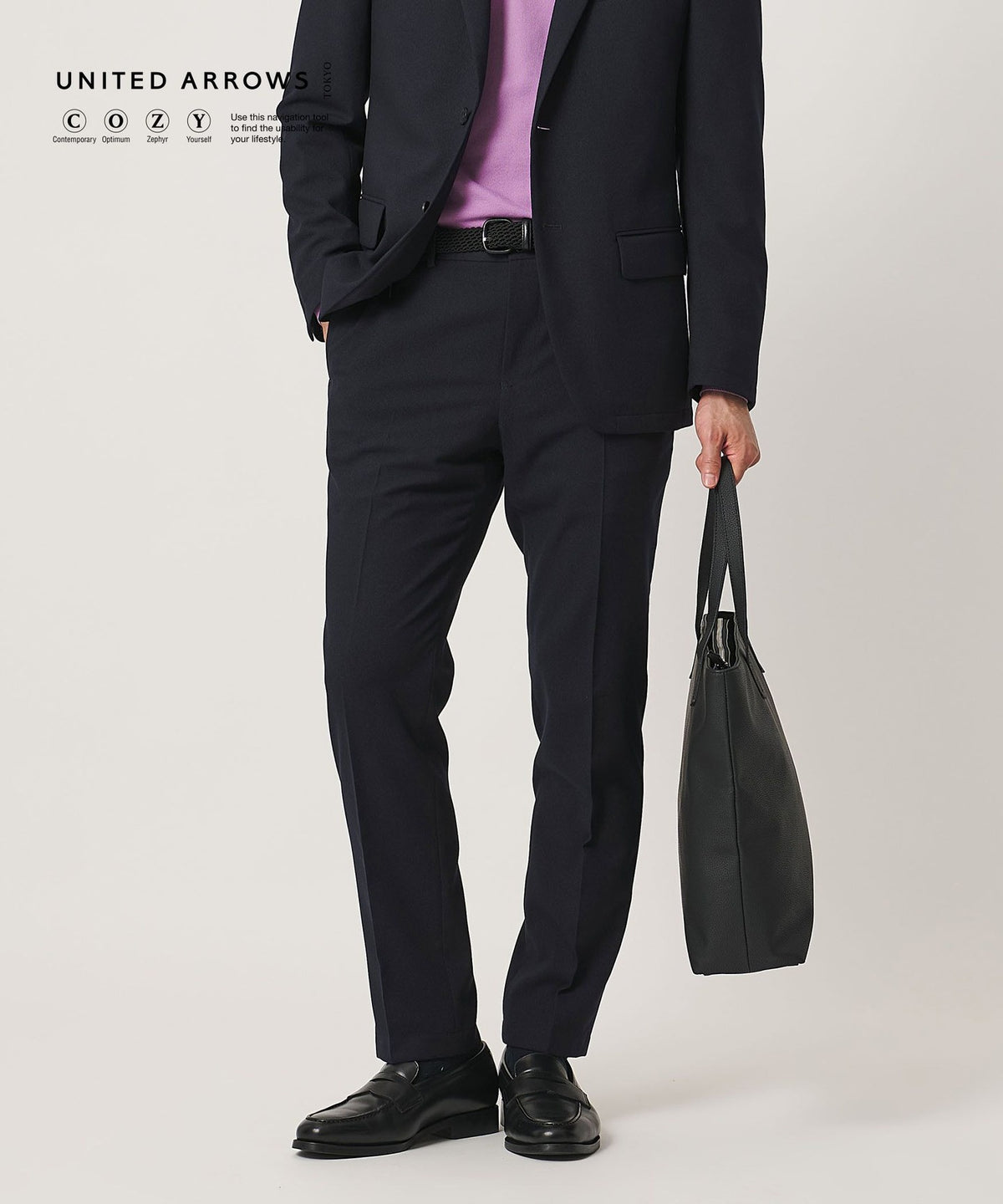 Tech Twill No-Pleat Tapered Slacks - UA COZY Washable Horizontal Stretch