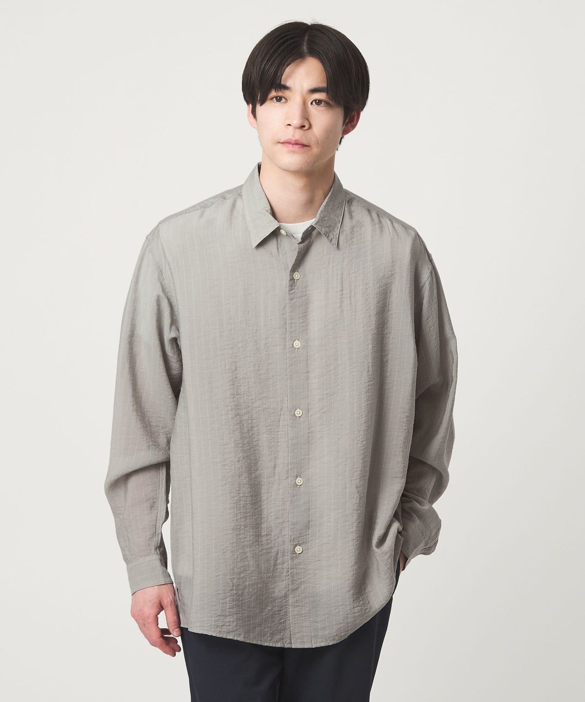 Fibril Striped Long Sleeve Box Shirt