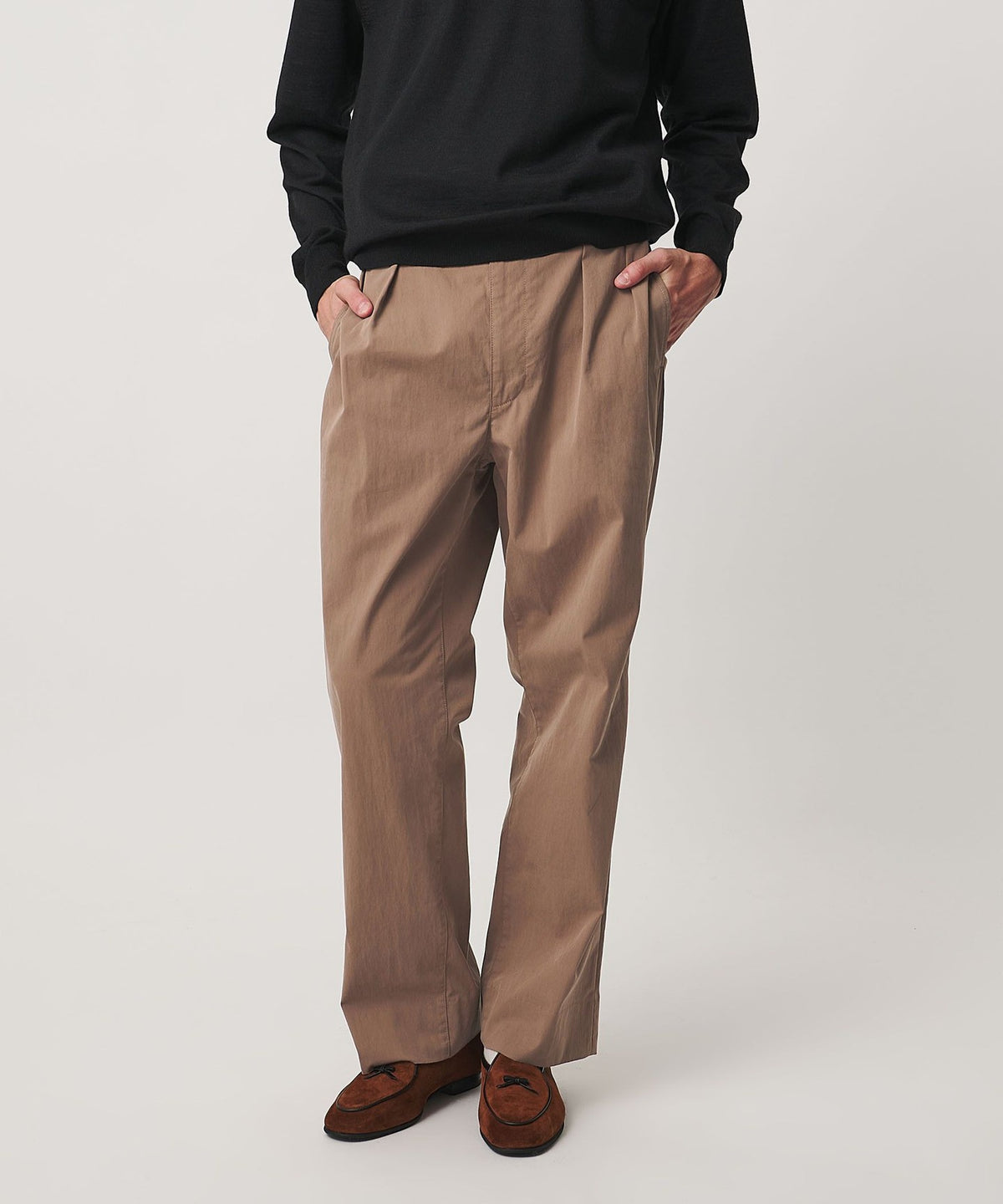 Cotton/Nylon Gabardine Peach Natural Trousers