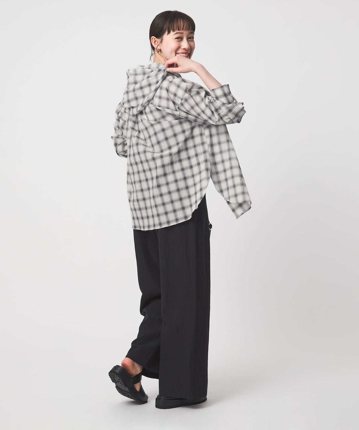 WEB Limited <at ease> Hood Check Shirt