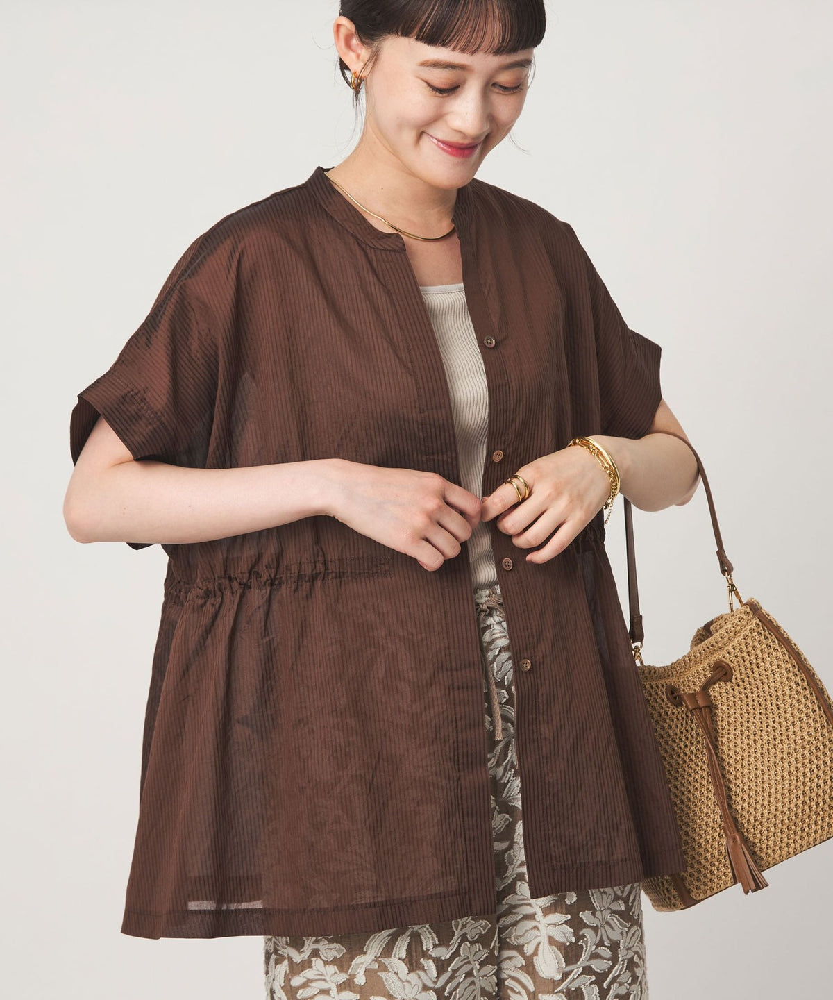 [Conclusion Series] Gathered High-Waist Blouse
