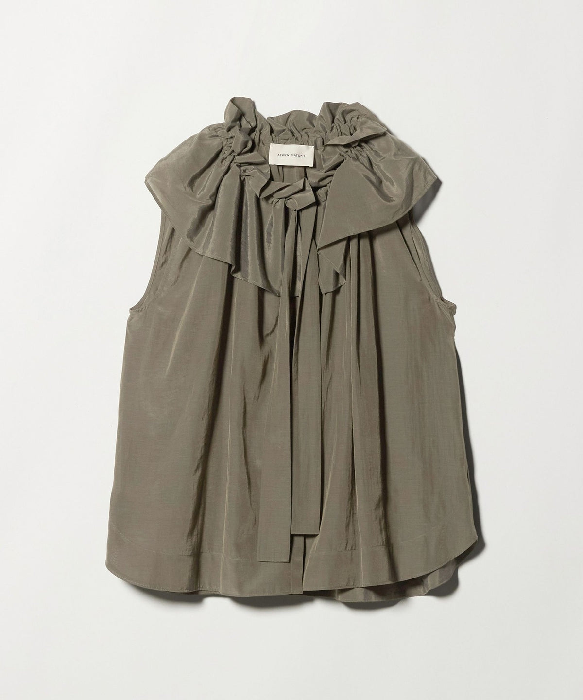 <AEWEN MATOPH> Gathered Ribbon Sleeveless Blouse - Washable