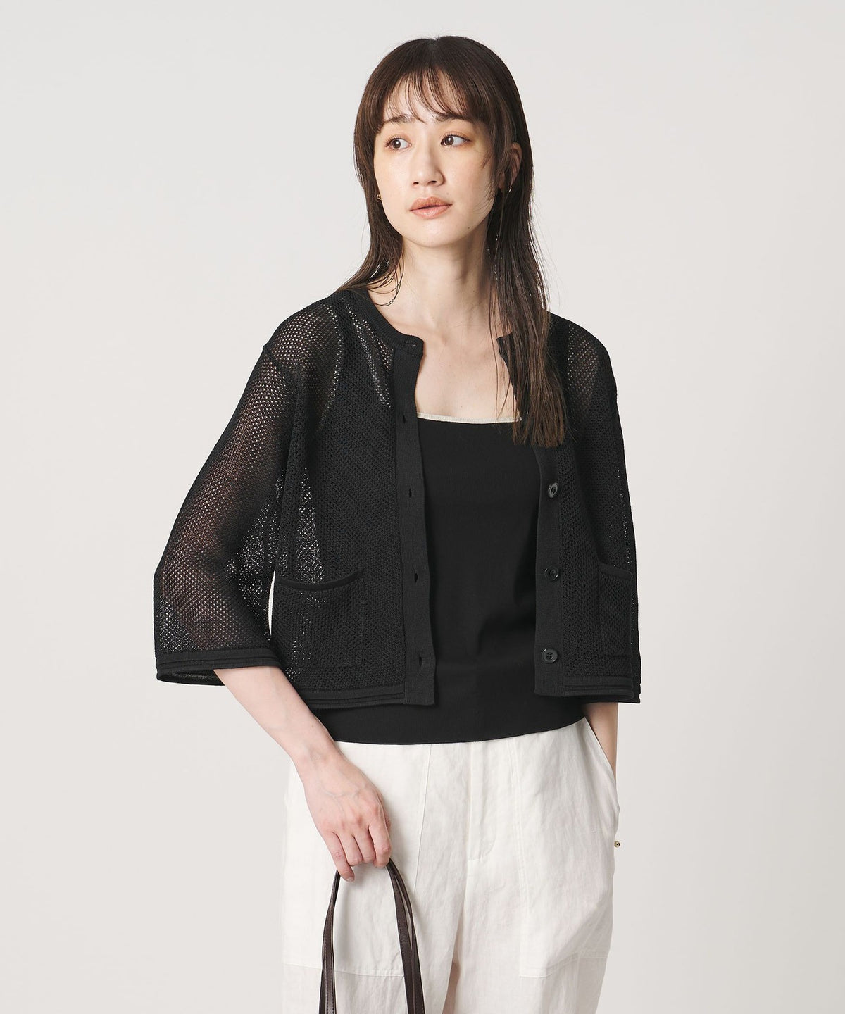 Cotton Mesh Cardigan