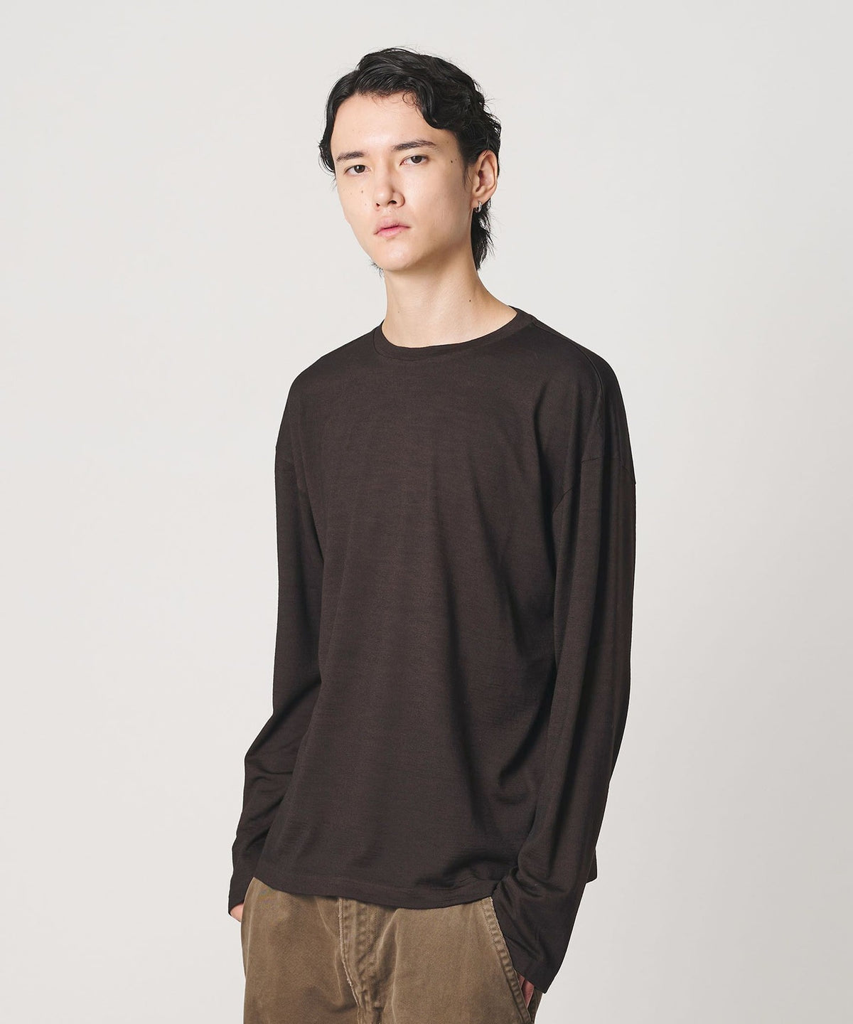 ＜H＞スノー ウォッシュ ウール クルーネック ロングスリーブ