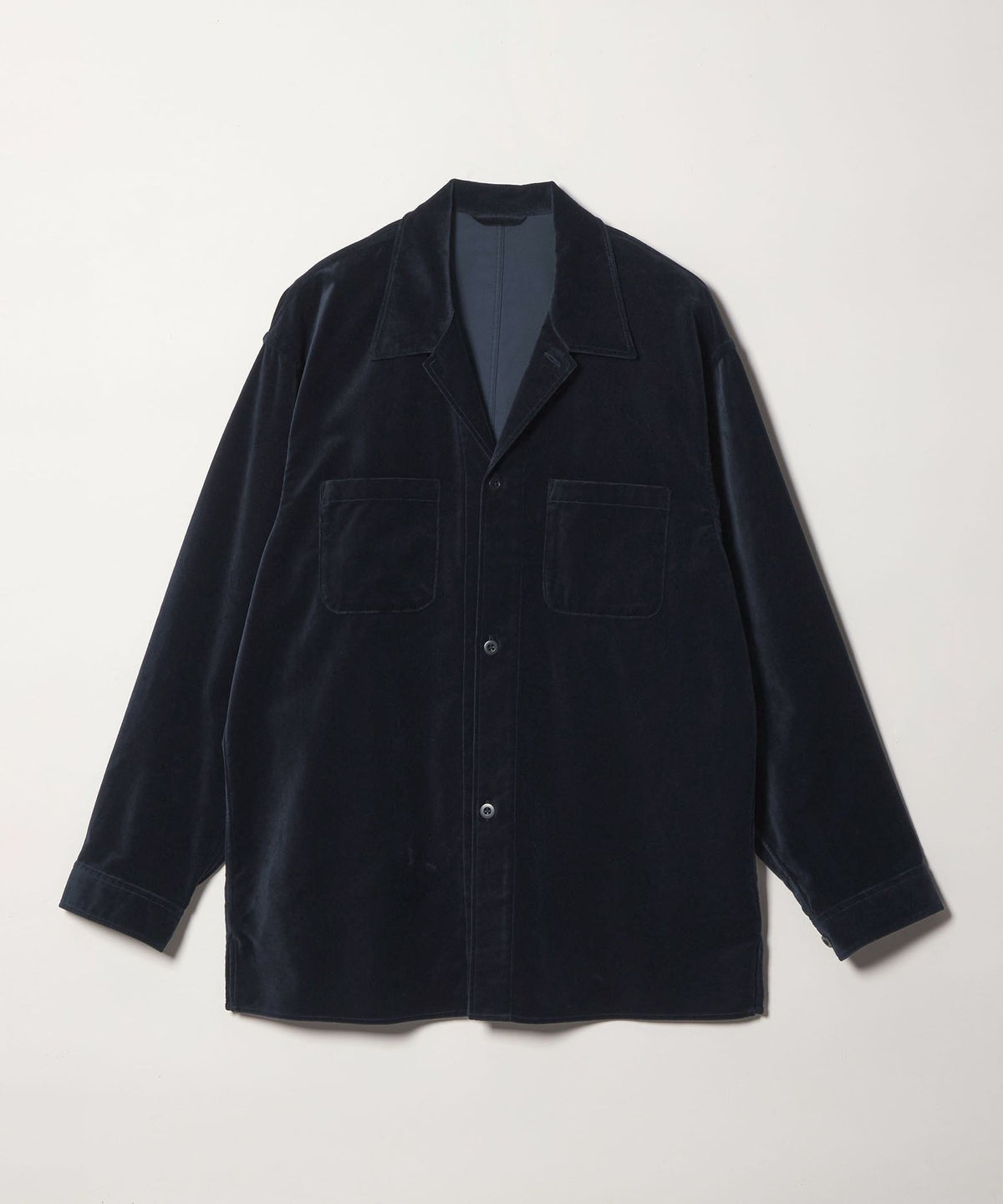 <Steven Alan> Organic Cotton Velvet Open Collar Overshirt