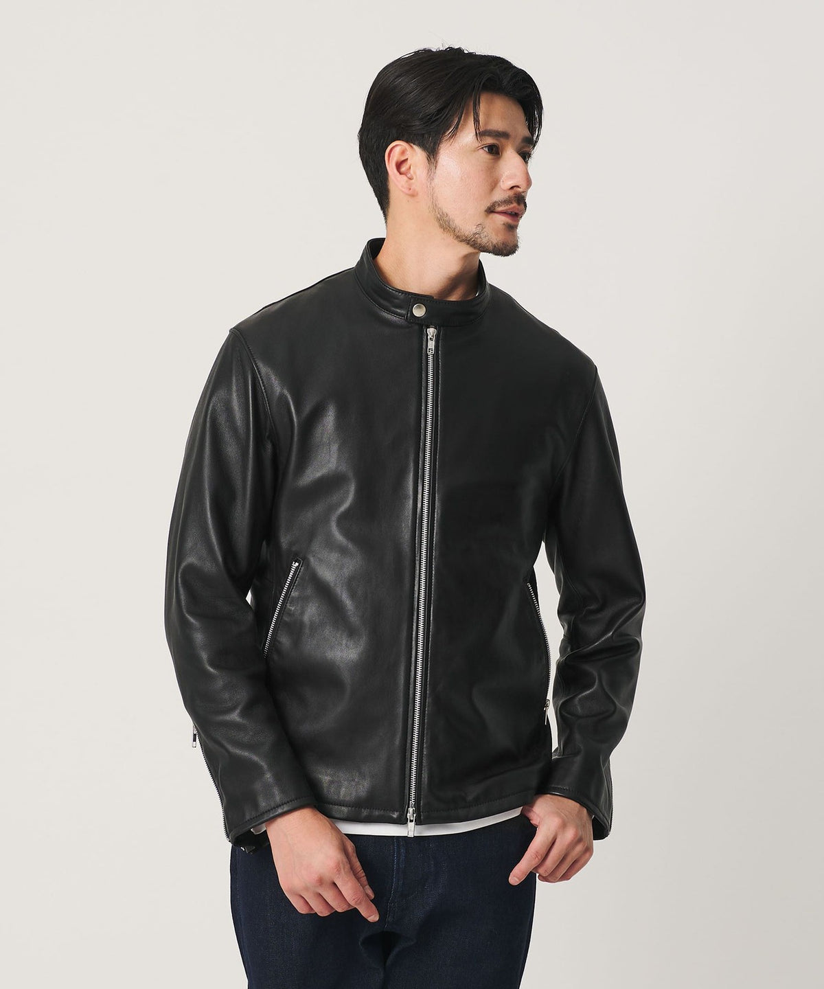 【线上限定 WARDROBE SMART】 羊皮单排机车夹克