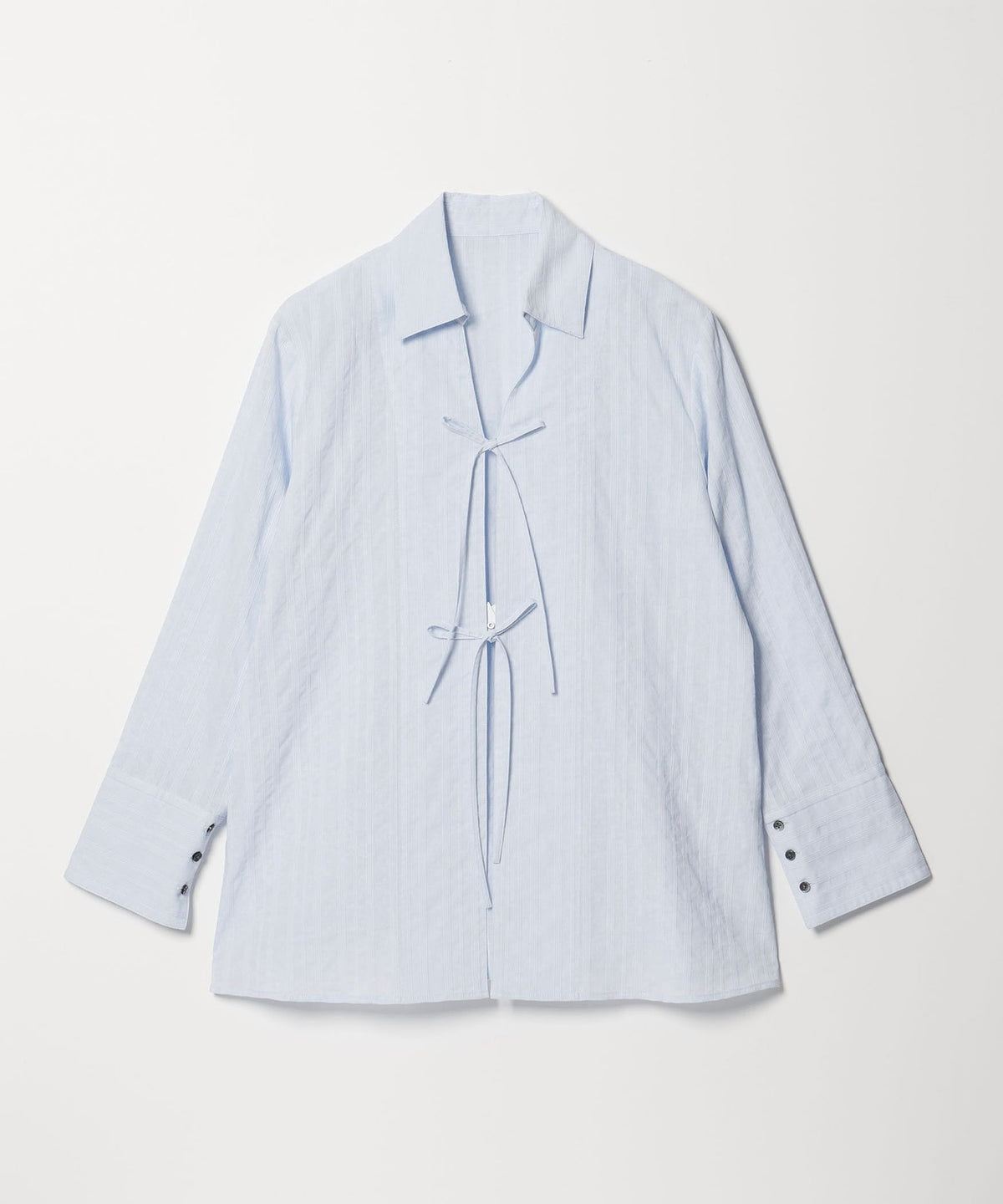 <EMMEL REFINES> EM Cotton Dobby Stripe Ribbon Shirt
