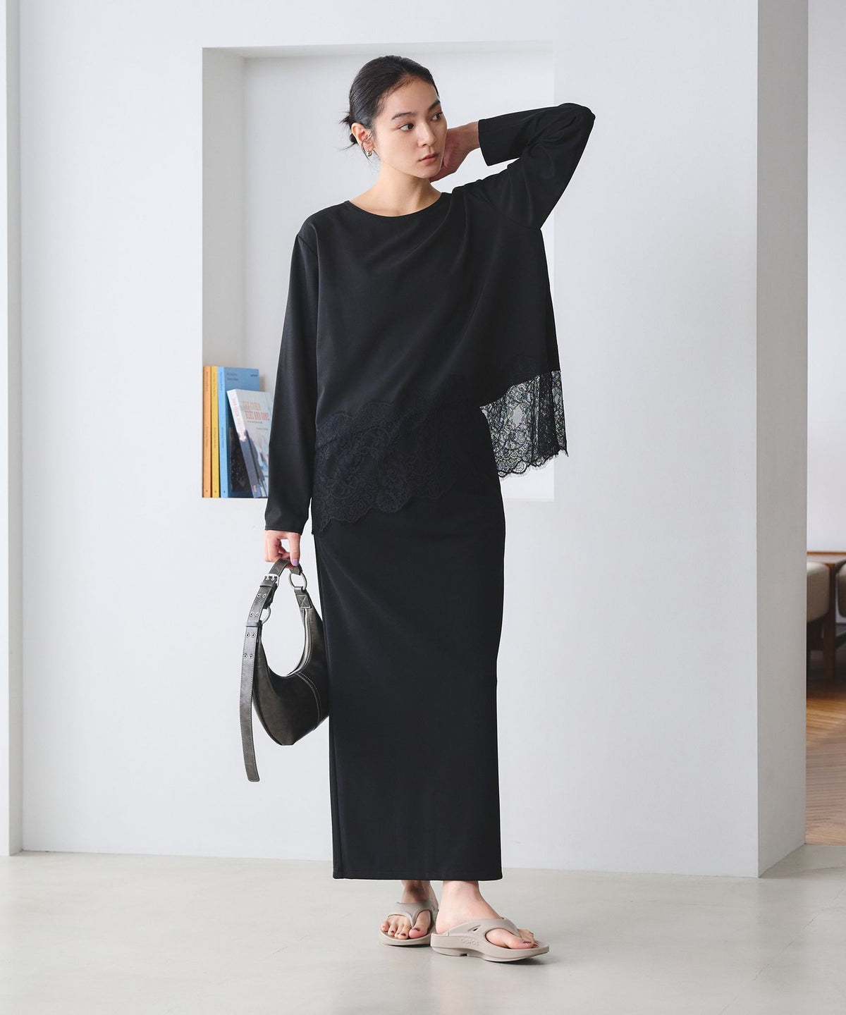 【网店限定 Wardrobe DAILY MINIMAL】下摆蕾丝衬衫 可水洗