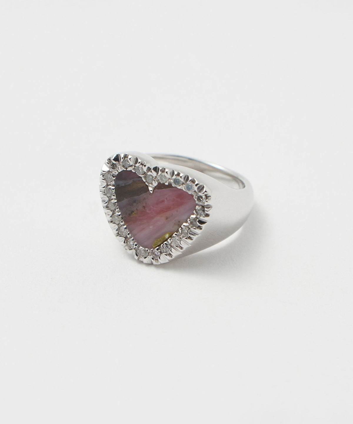 <PREEK> Diamond Heart Stone Silver Ring