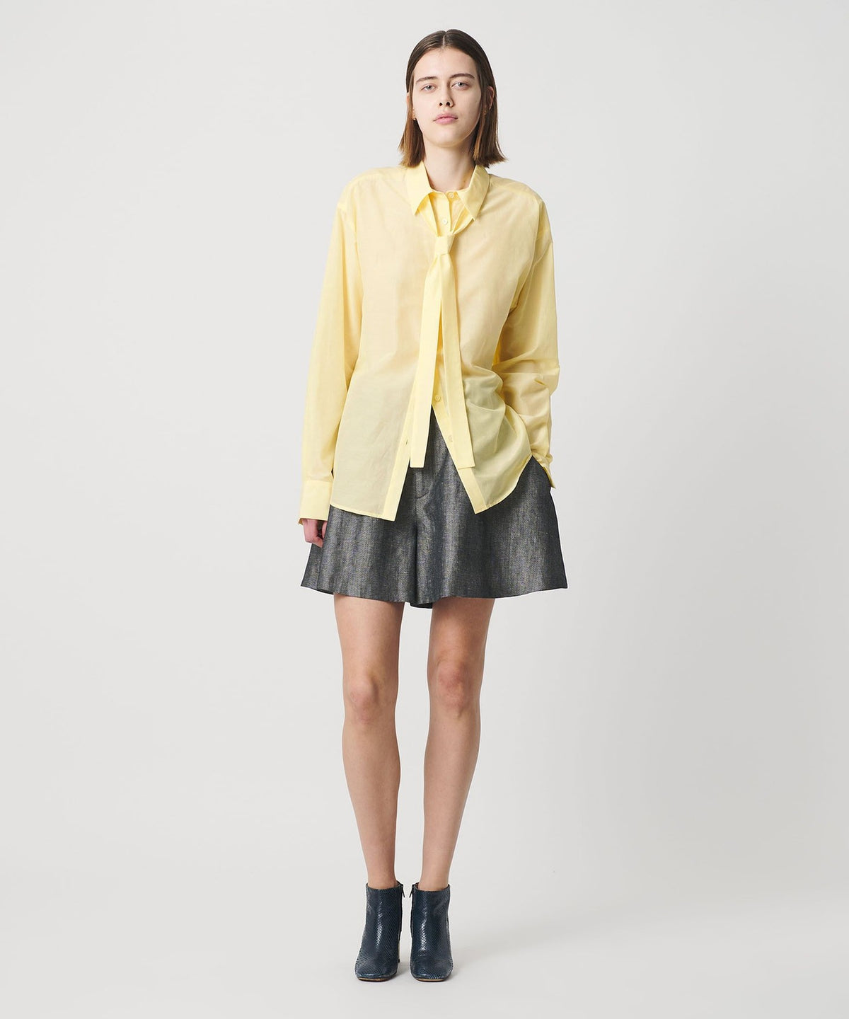 <AEWEN MATOPH> Baumwoll-Seide Bow-Tie-Hemd - Waschbar -